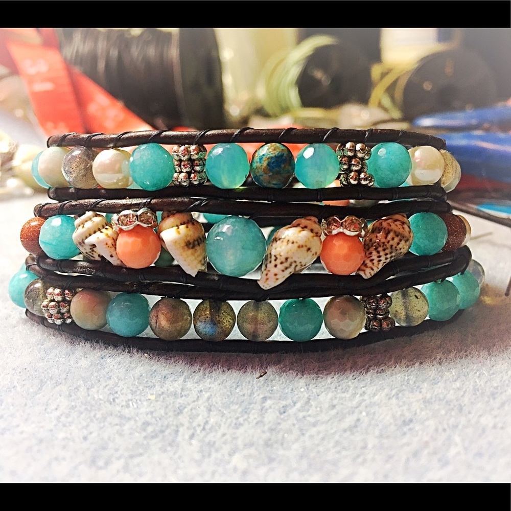 Leather Bracelet Ocean Hues - Picture 2 of 8