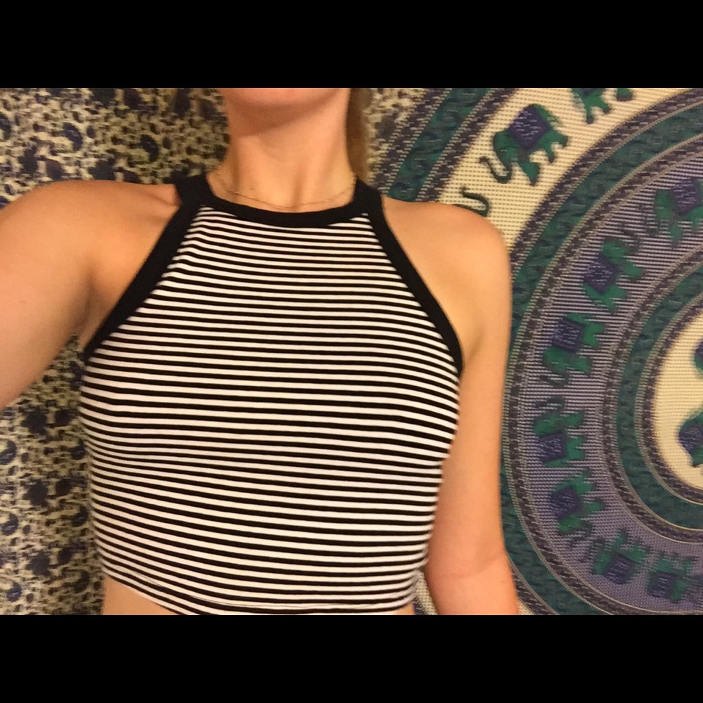 Halter striped crop top