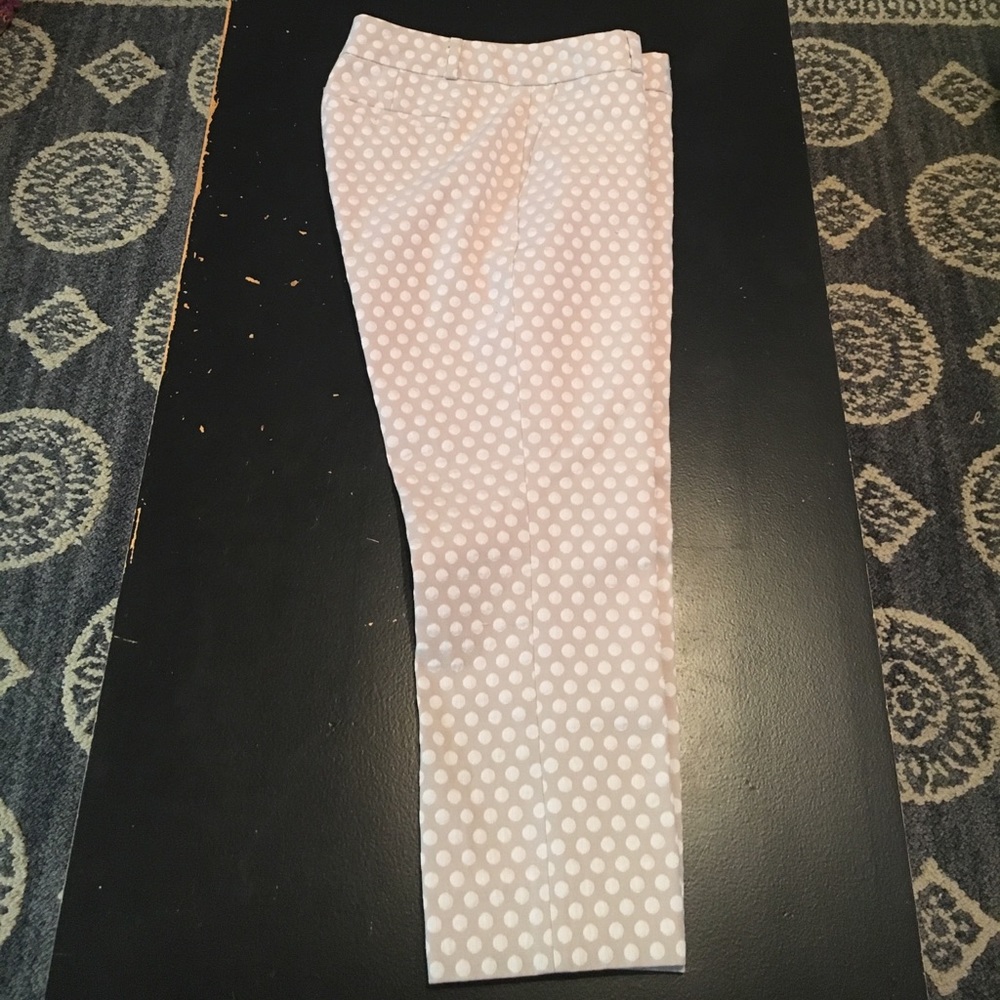 Light Tan White Polka Dot Cropped Hampton Fit Pant
