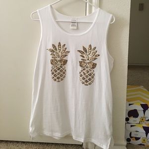 PINK Pineapple Sequin Tank