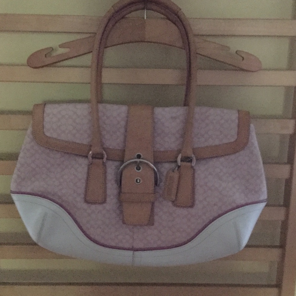 Coach pink and white handbag