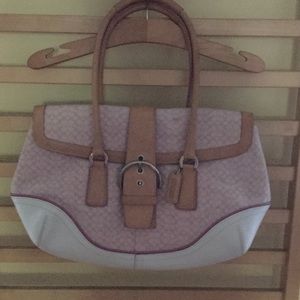 Coach pink and white handbag