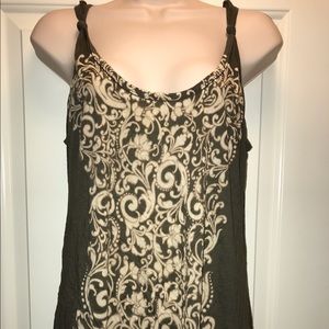 Testament Olive Green Print Tank Top.