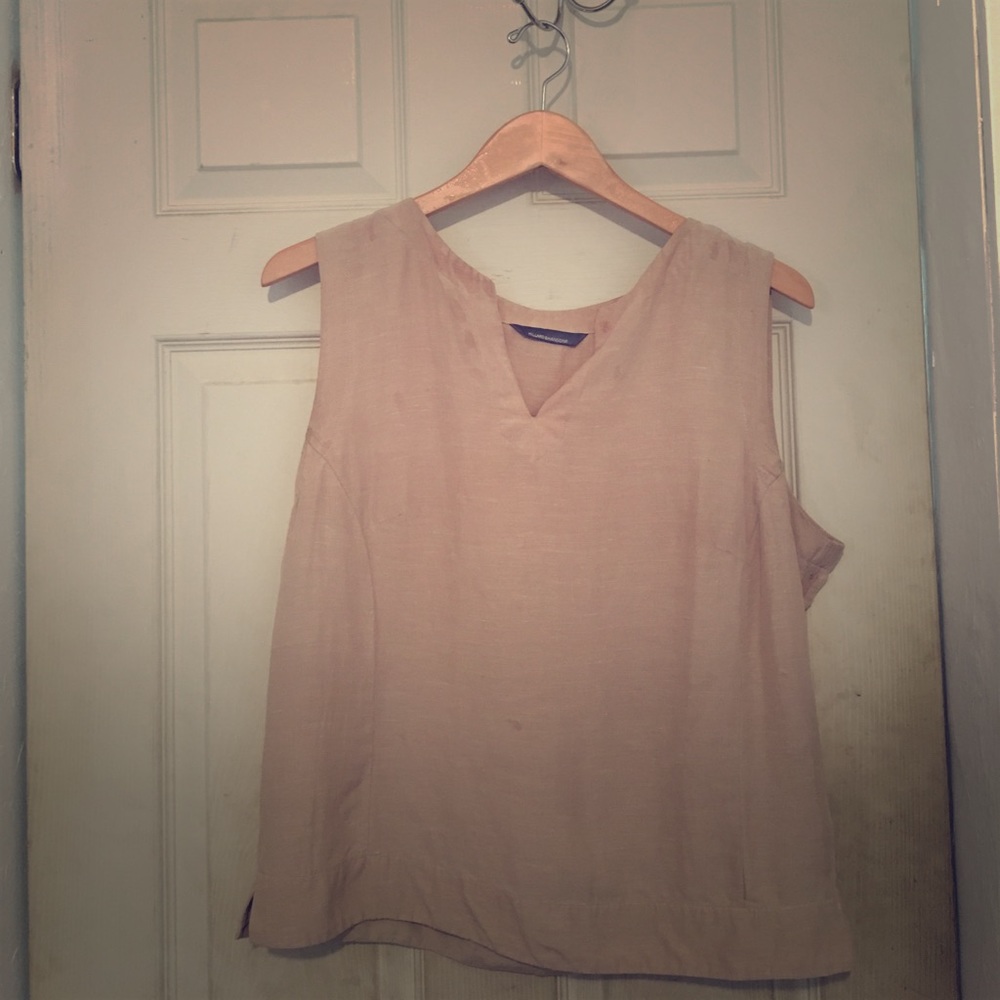 Linen neutral tone sleeveless blouse