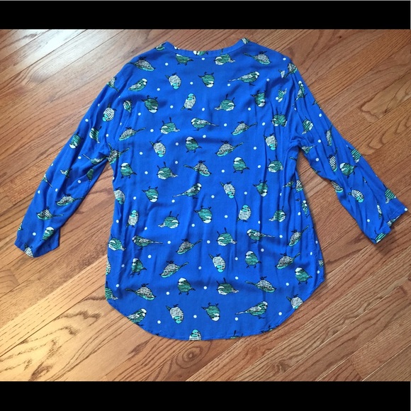 Kaari Blue Top With Birds, Size XL - Picture 4 of 5