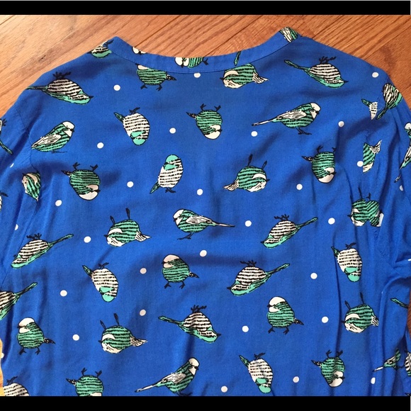 Kaari Blue Top With Birds, Size XL - Picture 5 of 5