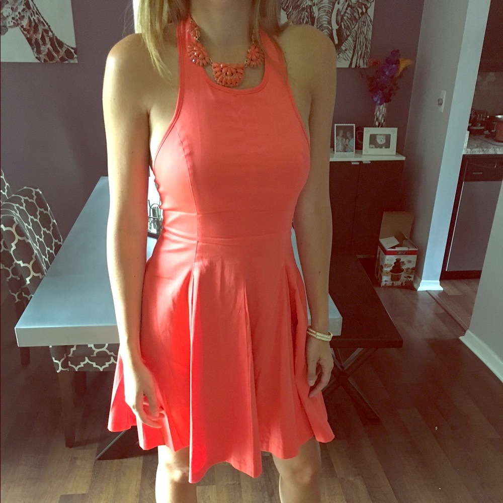 Jessica Simpson coral dress halter flowy wedding