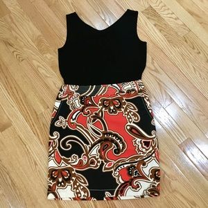 Great bold colored paisley skirt.