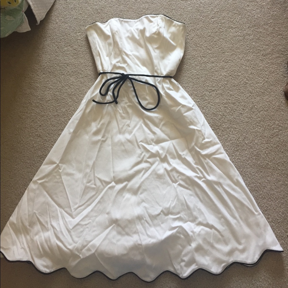 White dress with black trim