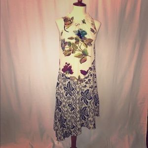 Anthropologie mixed pattern tassel dress