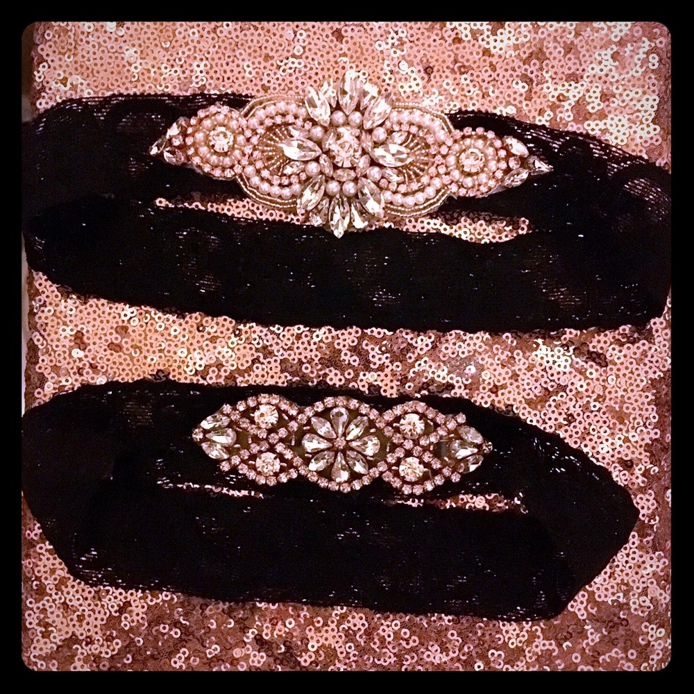 Rose gold & black 🖤 lace wedding garter set NEW