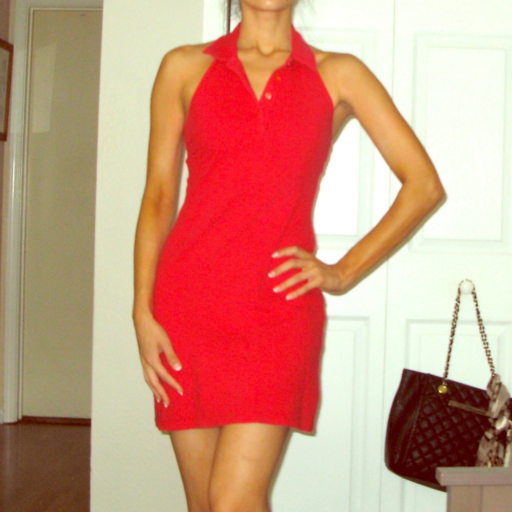 Red halter cotton knit  dress size XS