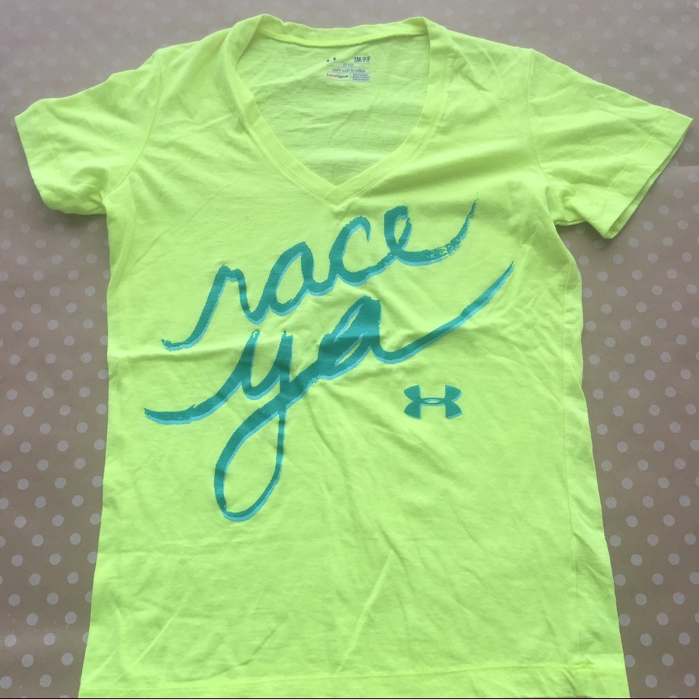 NWOT Under Armour Race Ya Hyper Yellow Top