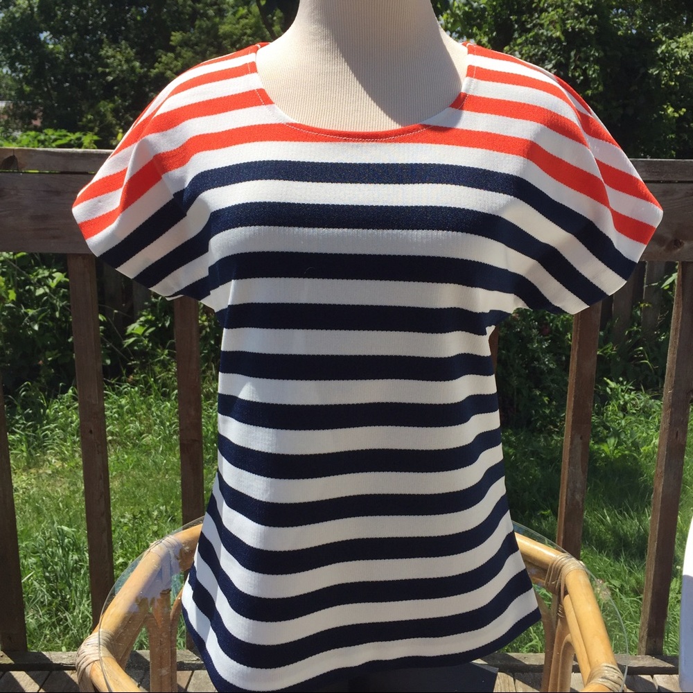 vintage 70s striped blouse top S/M