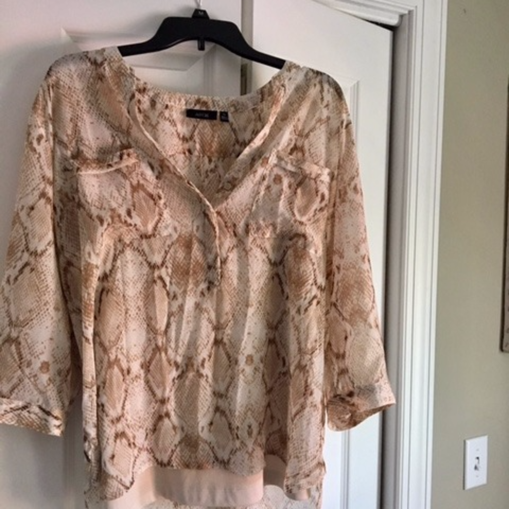 APT. 9 Sheer Brown and Beige blouse with built in