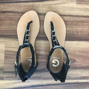 black and silver sandals