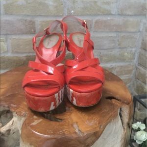 Cole Haan Nike Air wedge sandals orange and white