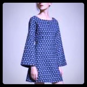 Zara Printed Bell Sleeve Dress Sz L