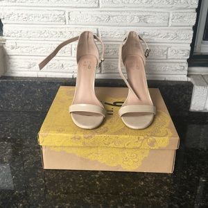 Mix 6 strappy nude heels