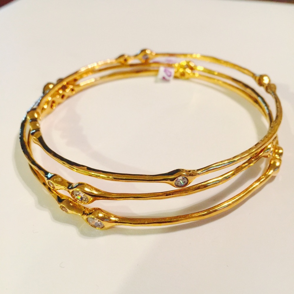 Stella & Dot NWOT gold stacking bracelets (3)