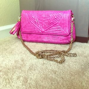 Pink purse with chain link handle