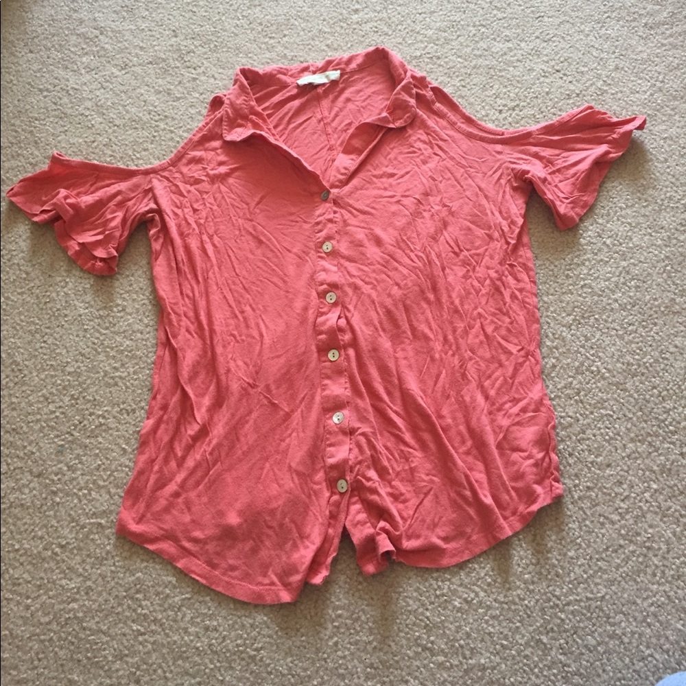 Off the shoulder button down shirt