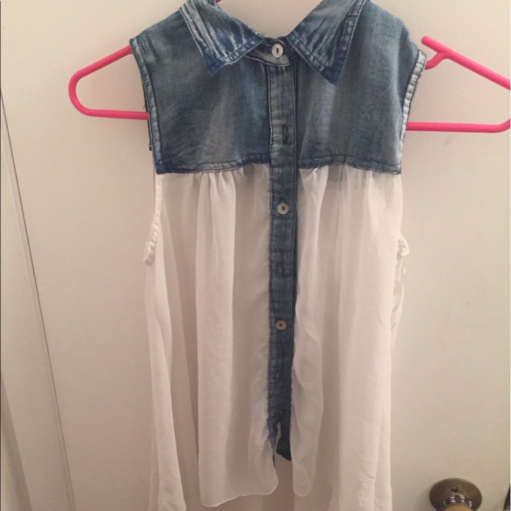 ⚡️$5 sale⚡️or 5/$8! Off-white and jean tank top