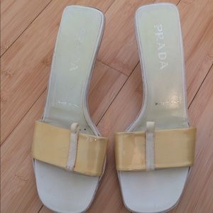 Prada sandals in white and yellow