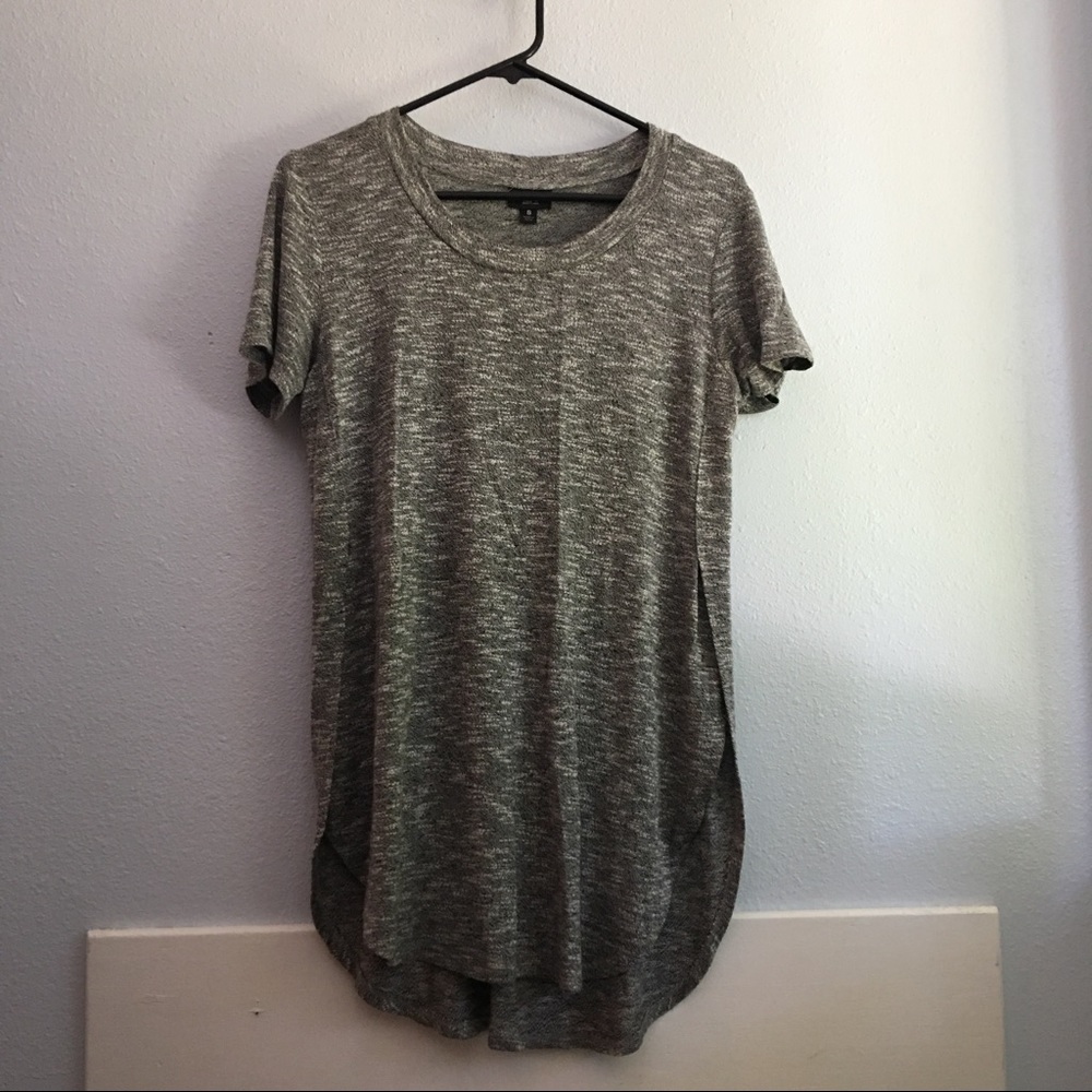 Gray long tee side slit tee, small