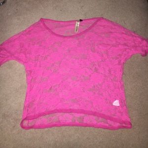 sheer rose lace top.