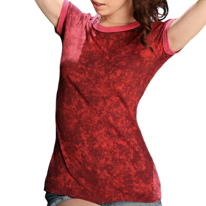 Tie-Dyed Mottled Crewneck Tee in Red or Gray-Small