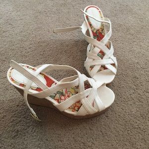 Madden girl white cork wedges