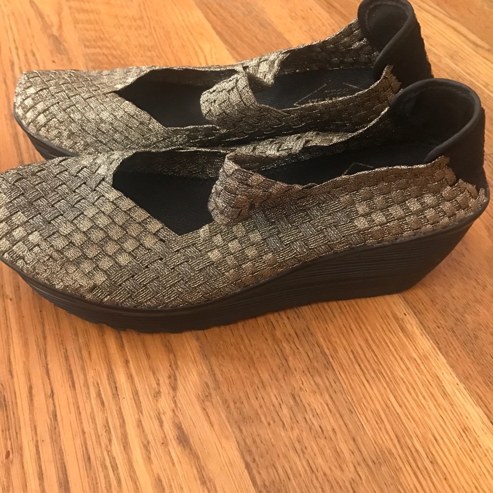 St Johns Bay gold platform sandals
