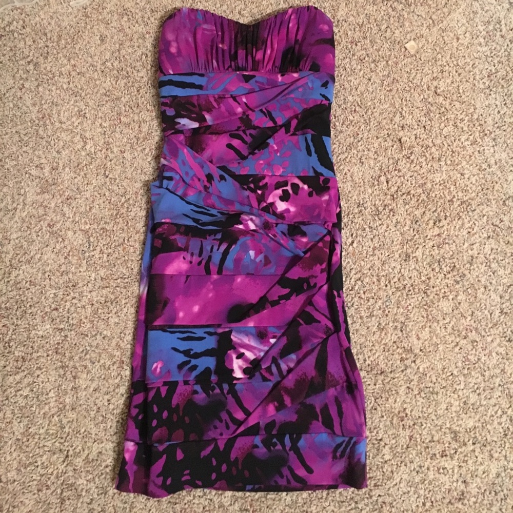 Purple Strapless Bodycon Dress