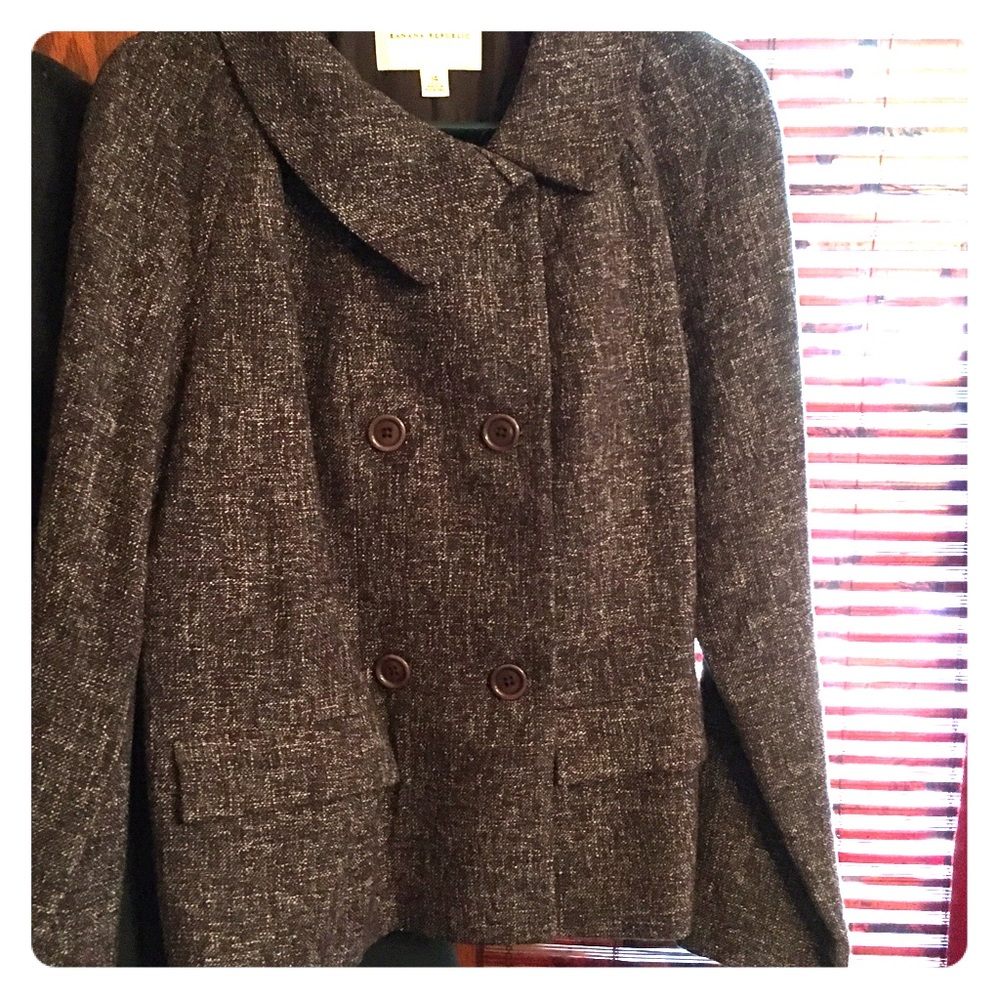 Banana republic brown and white tweed blazer