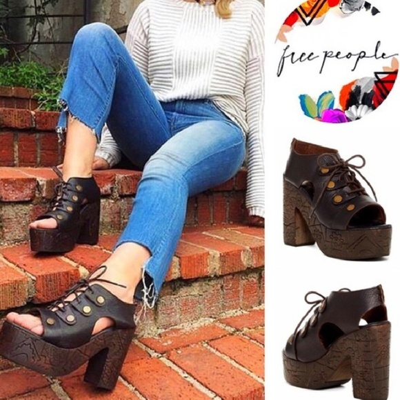 Free People Shoes - Free people leather, whiskey platforms.