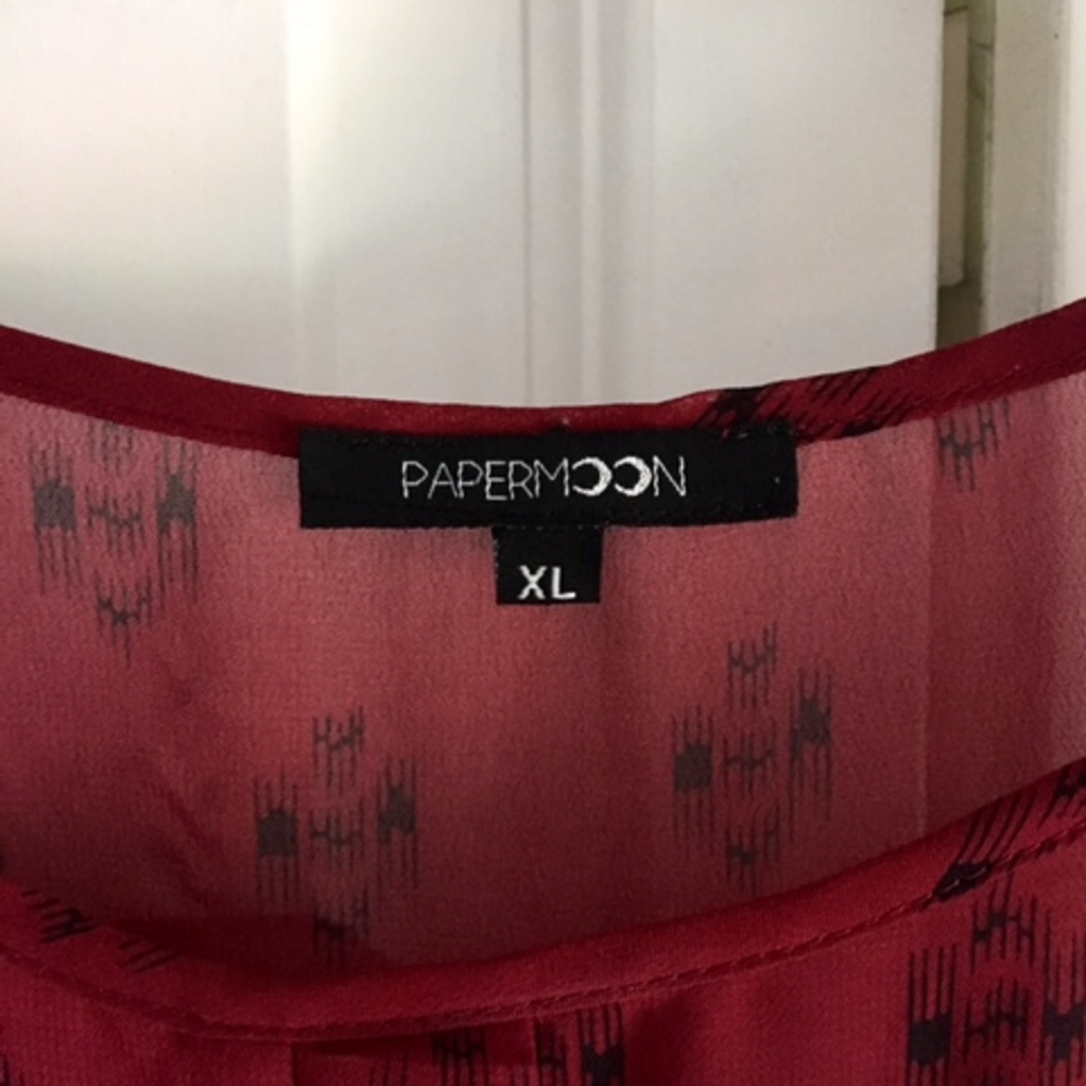 Paper Moon Sheer Black and Red blouse Size XL