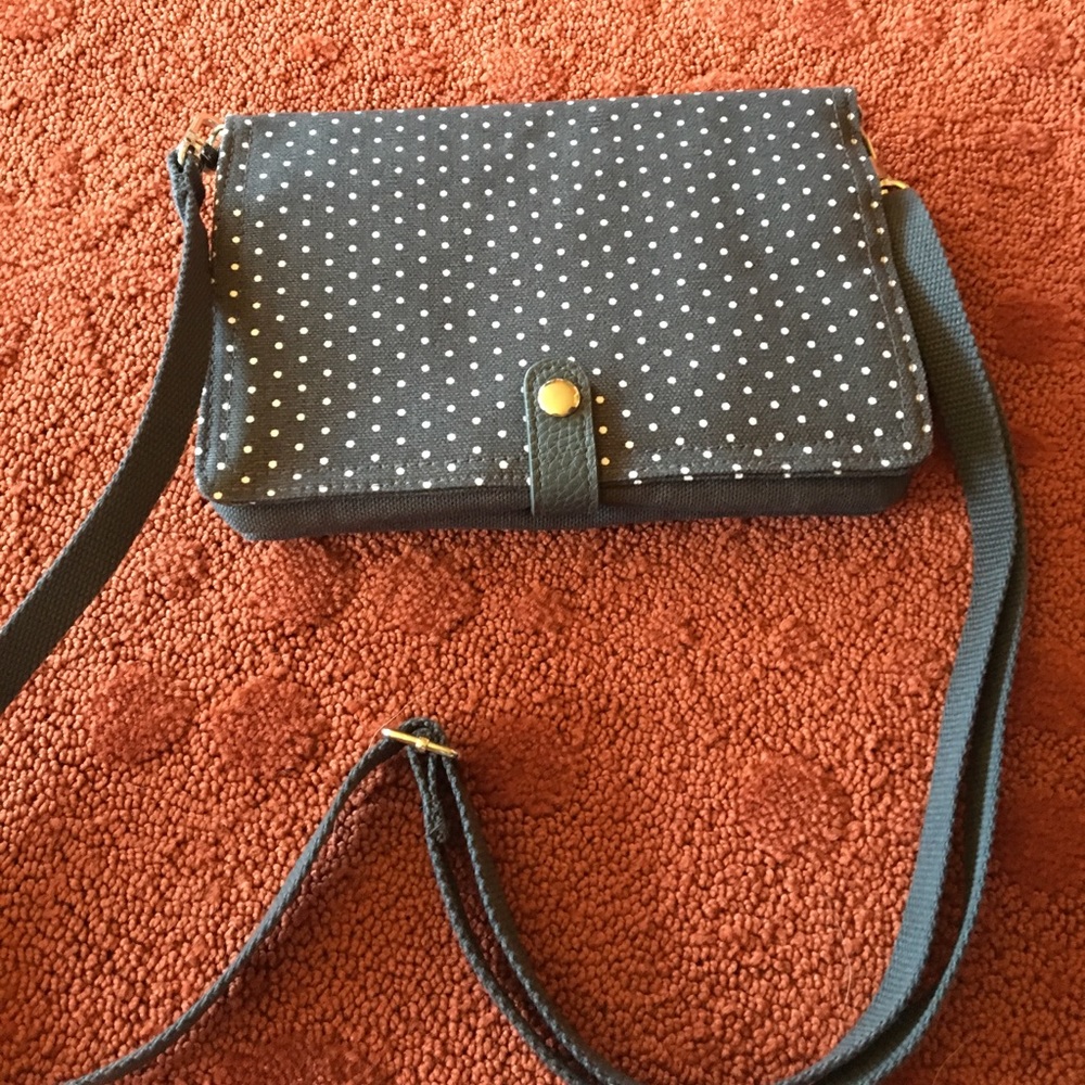 Gray polka dotted purse