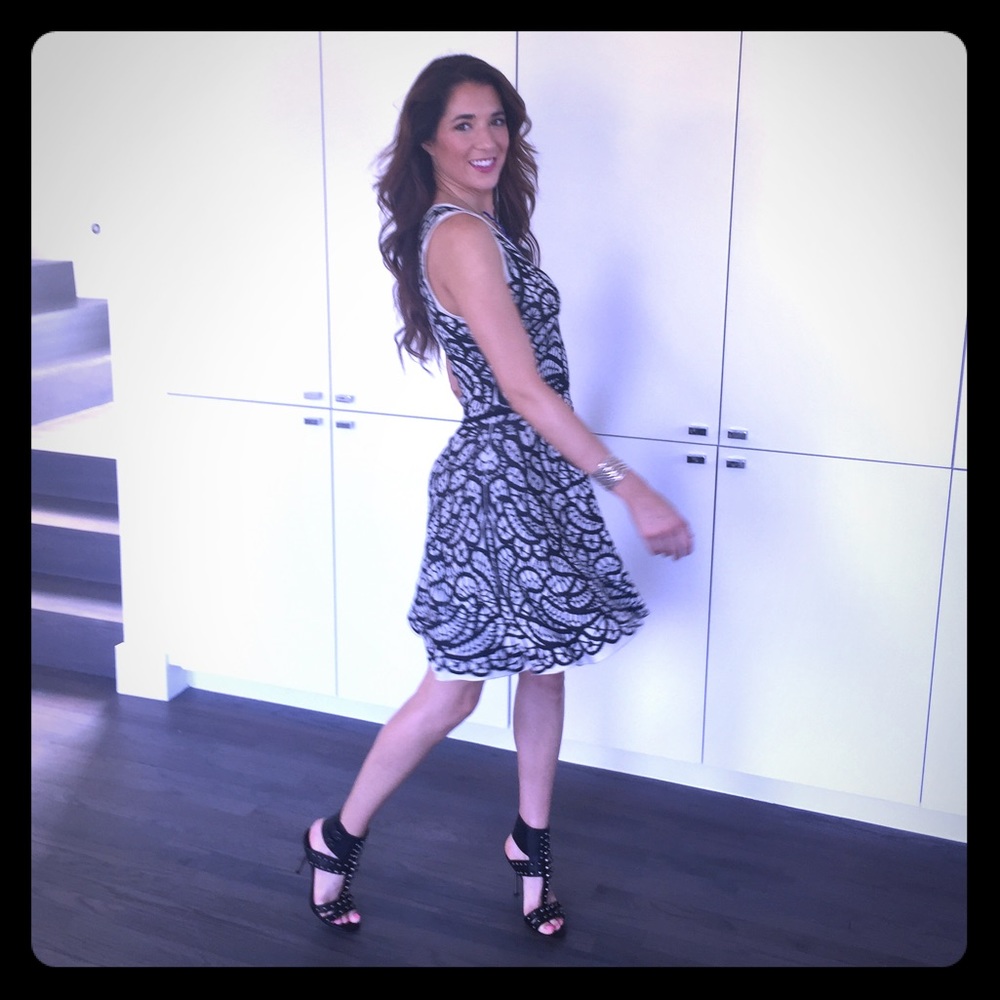 BCBG black and white circle skirt dress.