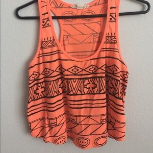 Orange patterned tank/crop top