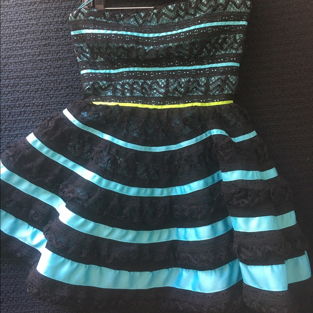 Custom lace and silk ribbon dress