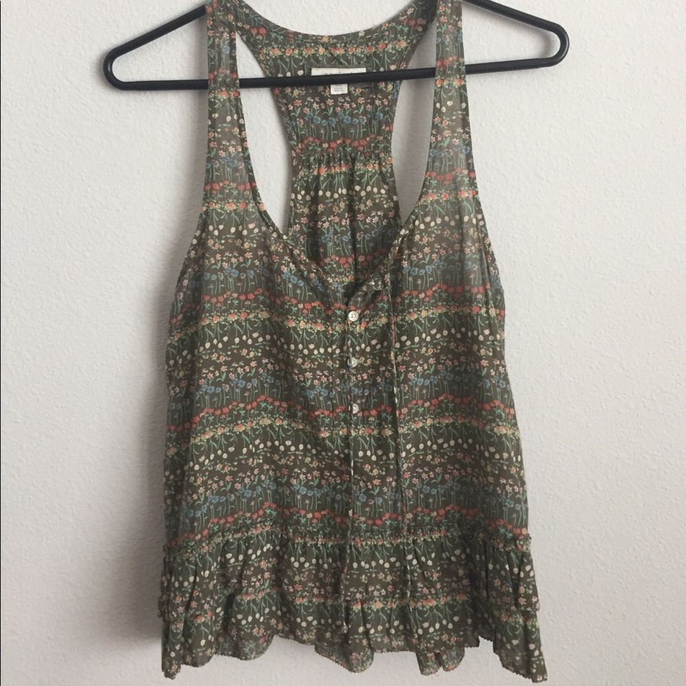 Floral razor back tank top
