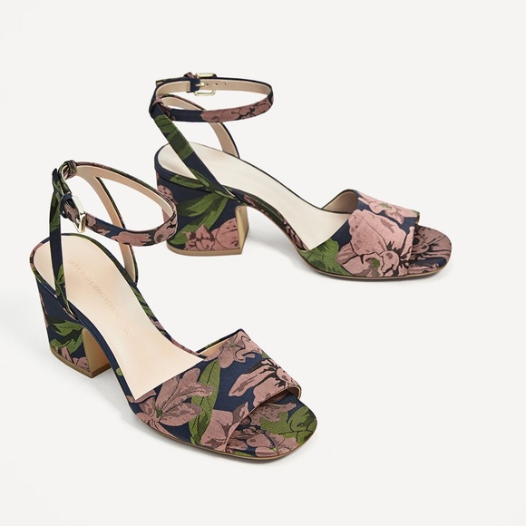Zara embroidered heel sandals - size 7.5 - Picture 1 of 5