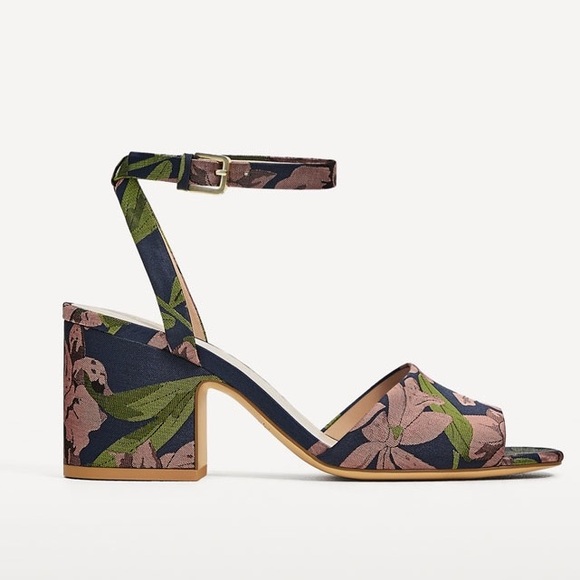 Zara embroidered heel sandals - size 7.5 - Picture 3 of 5