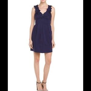 BCBG Navy Blue Ruffled Kerry Dress