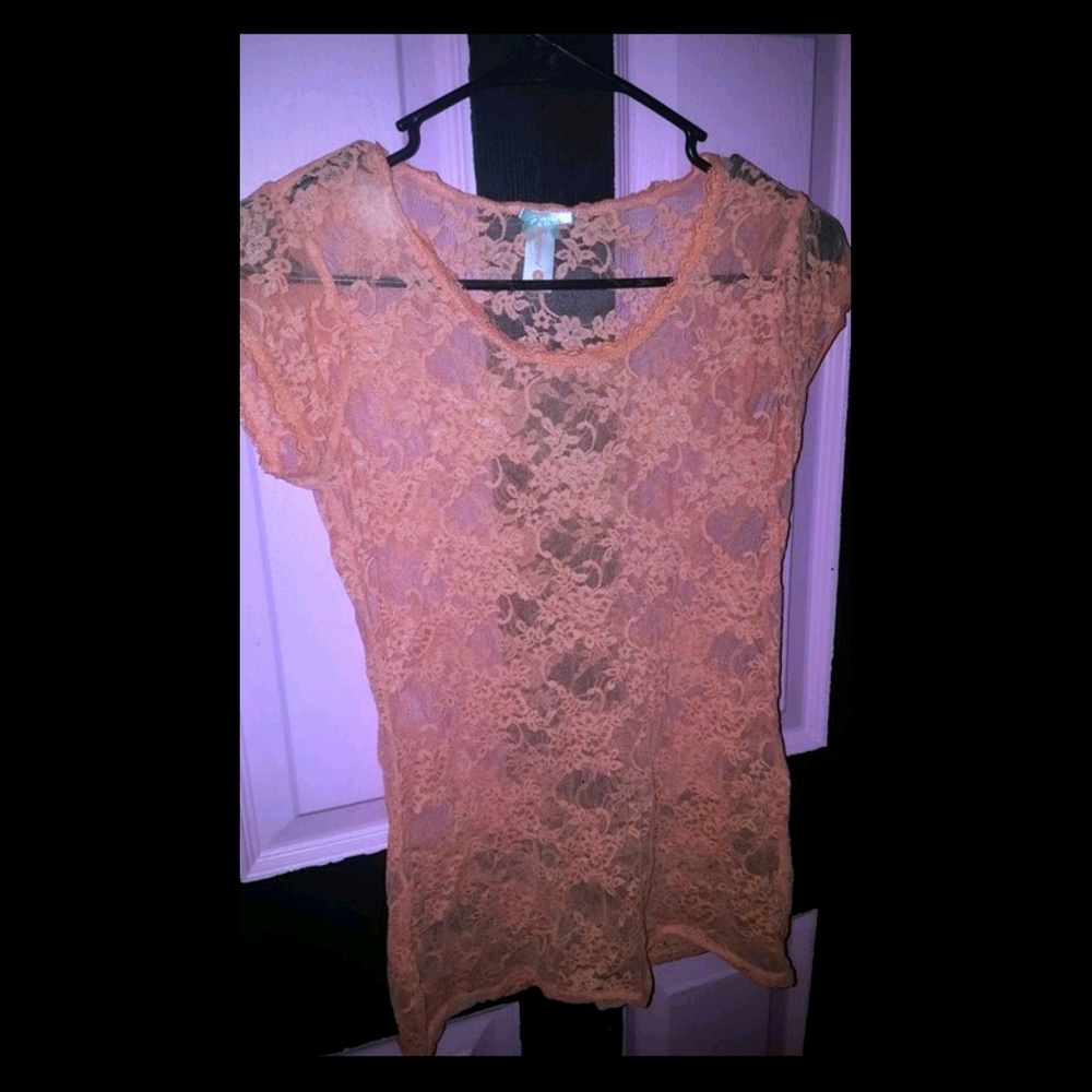 Salmon lace top