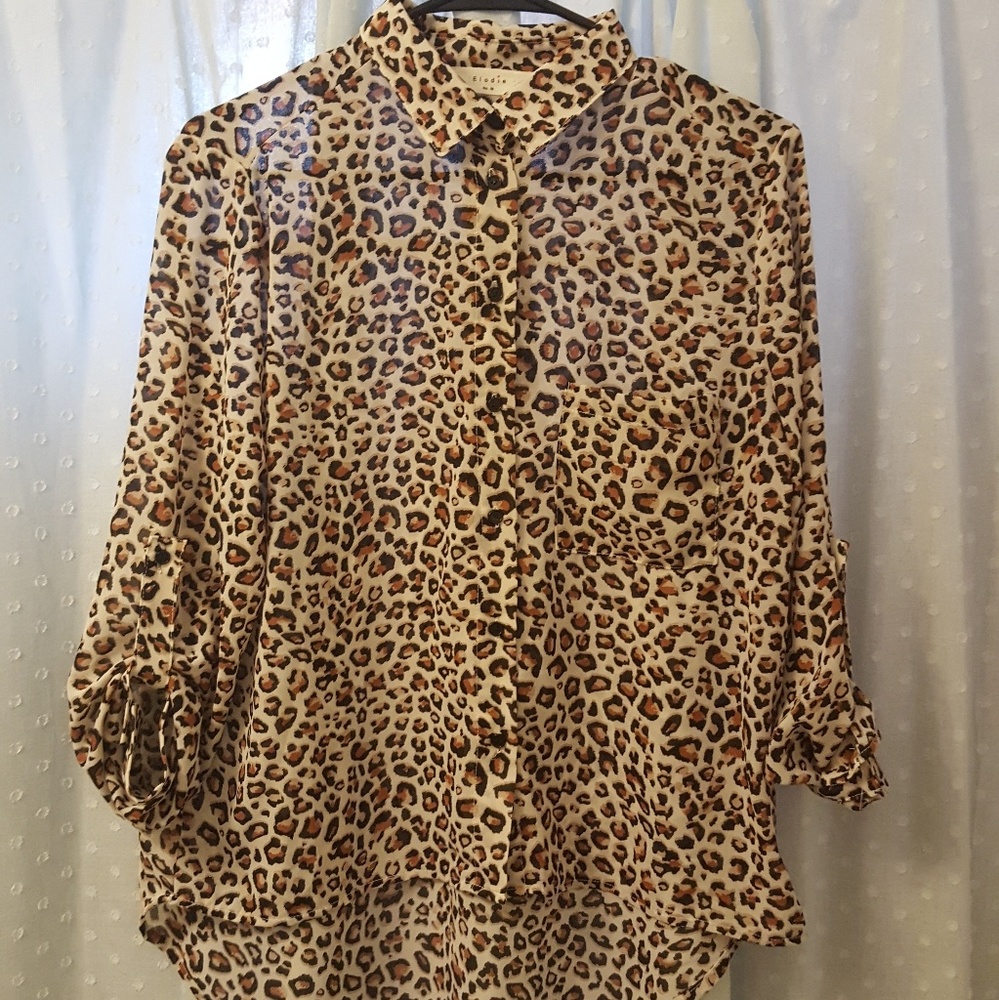 Leopard print button down