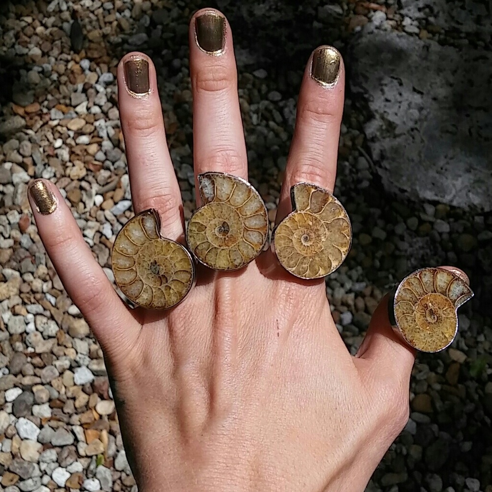 ✖LAST ONE✖ Ammonite Citrine Fossil Ring - Picture 2 of 2