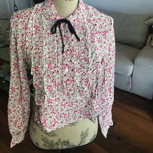 ASOS pink floral button down blouse