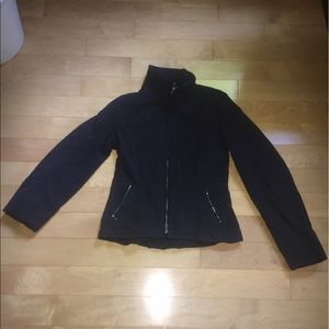 Matte quilted print black zip up jacket